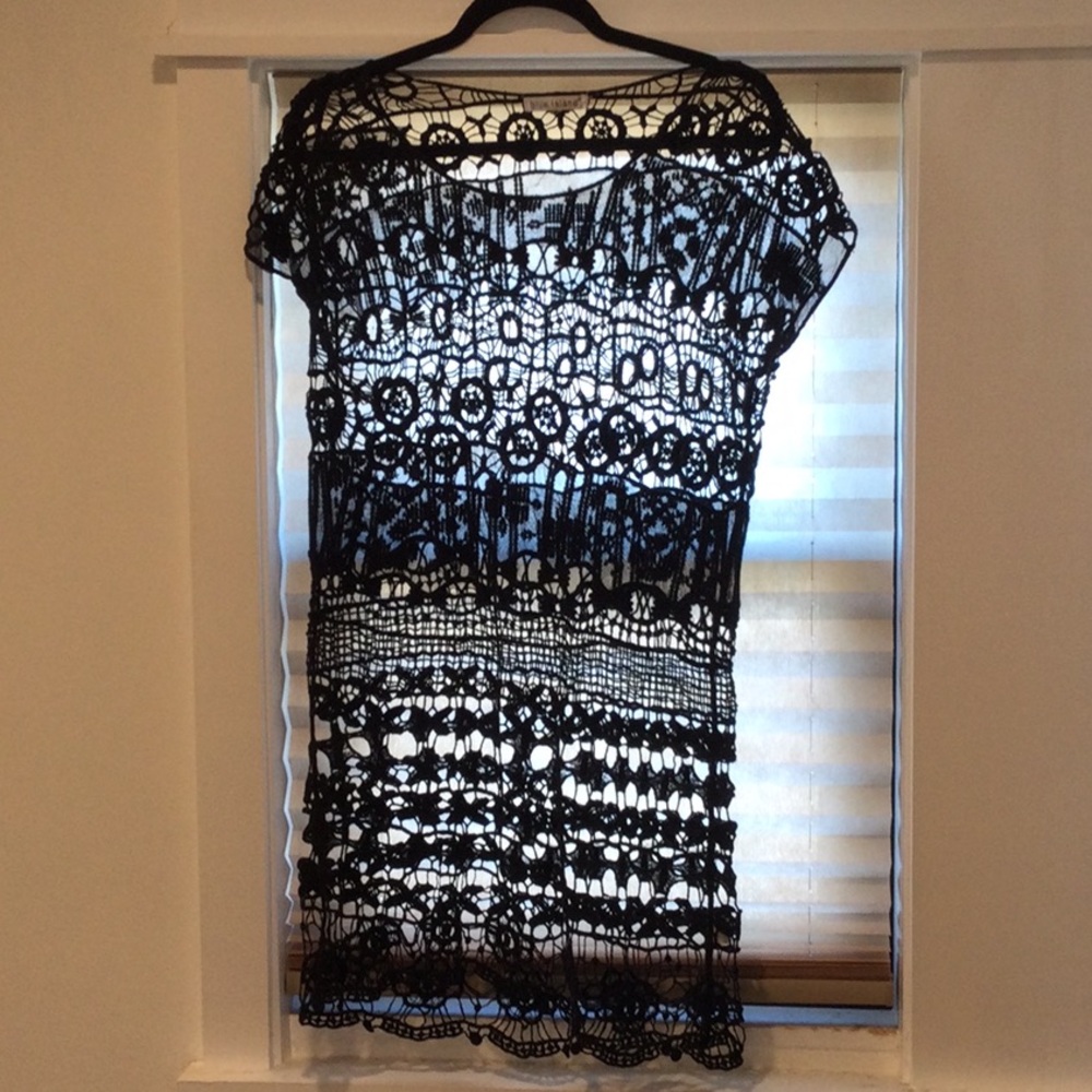 Blue Island Black Crocheted Beach Cover Up